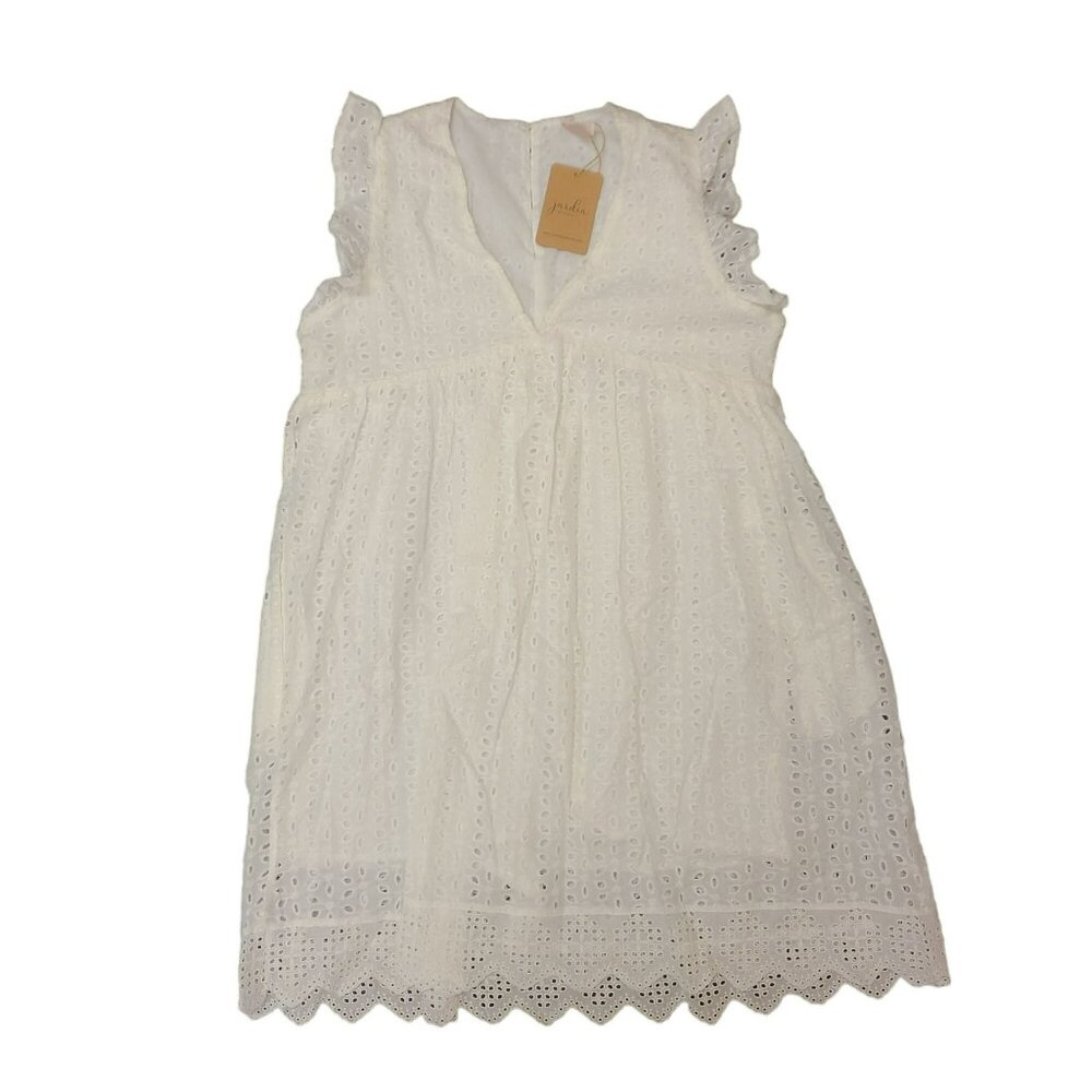 Jardin by Macris Cotton Eyelet Pocketed Mid Dress Women's Large